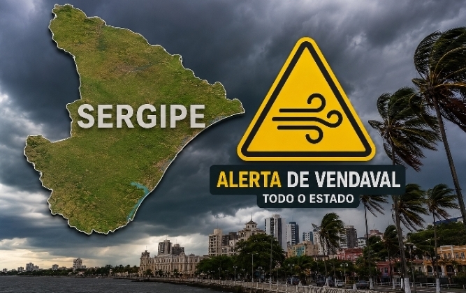 Alerta de ventos fortes coloca Sergipe em atenção neste sábado